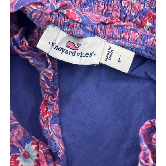 Vineyard Vines Girl’s Ruffle Smocked Dress Katama Tile Violet Sundress Large - Picture 3 of 5